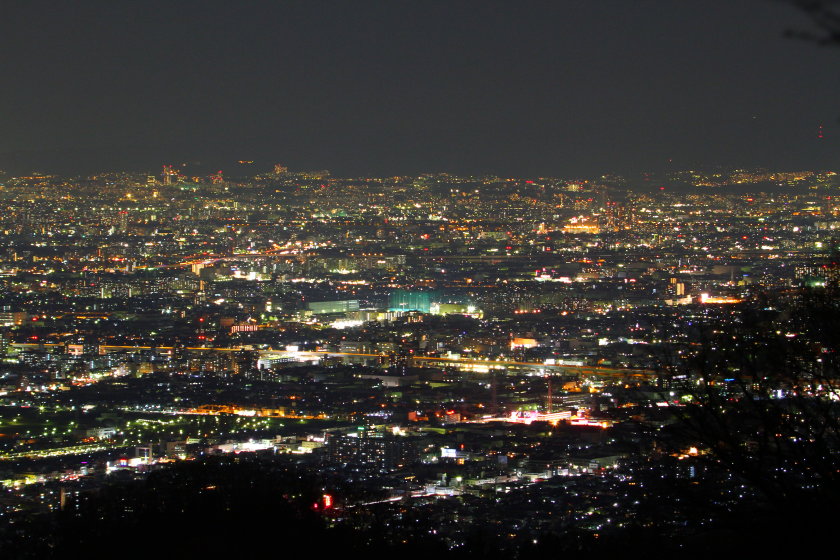 奈良からの夕夜景 | 大阪城と明石海峡大橋