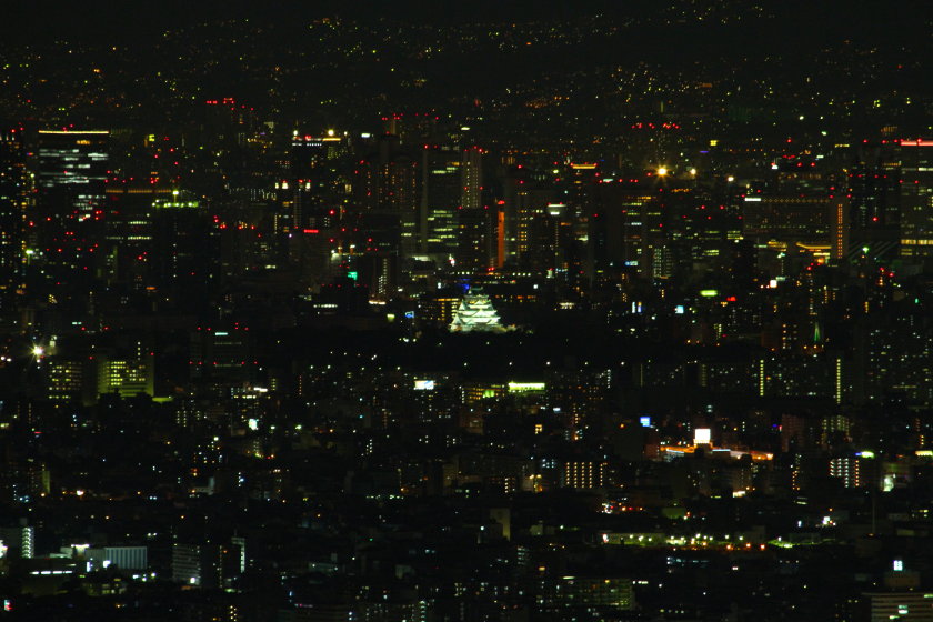 奈良からの夕夜景 | 大阪城と明石海峡大橋
