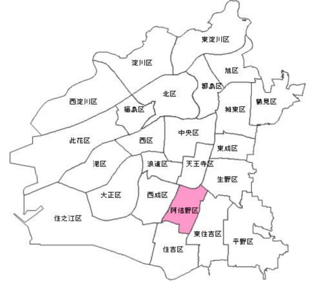 大阪市阿倍野区の地図