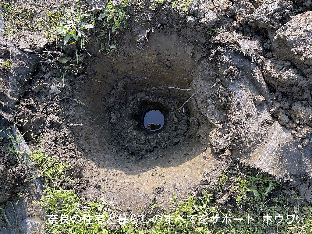 大和郡山市の狭小農園で井戸掘り | 狭い場所でも人力なら井戸が掘れます