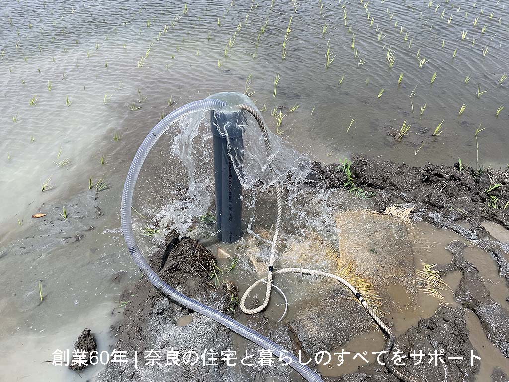 水稲 水不足解消の切札 | 大和郡山市で防災井戸兼農業井戸を施工