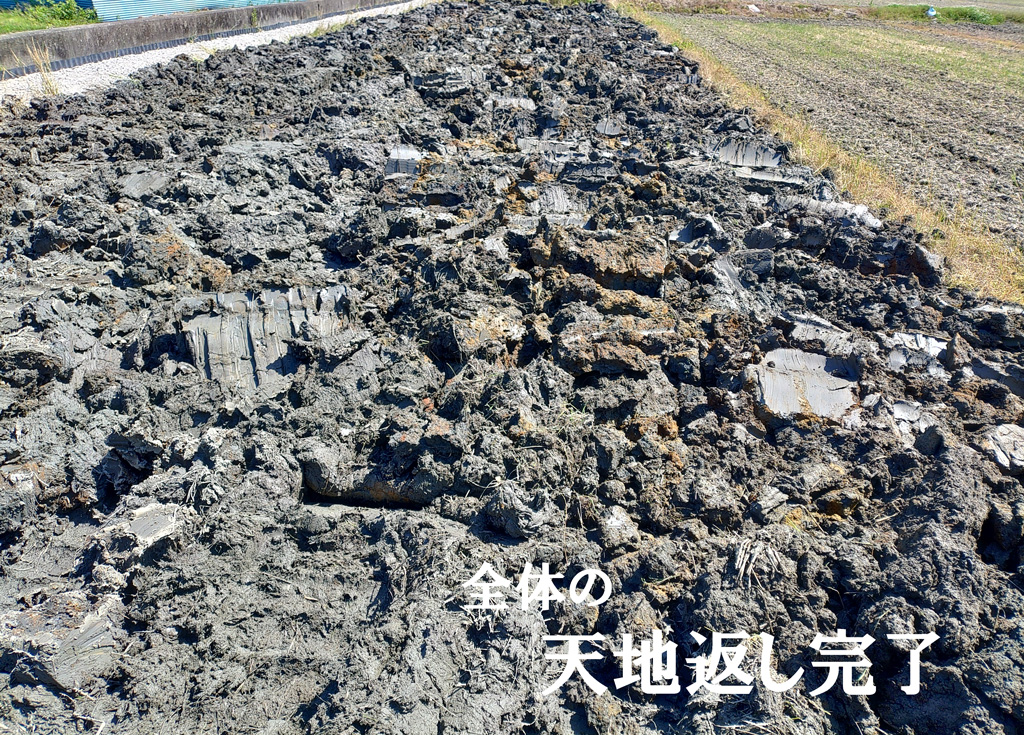 ひどい泥濘の枕地を中心に田んぼの改善 天地返し作業