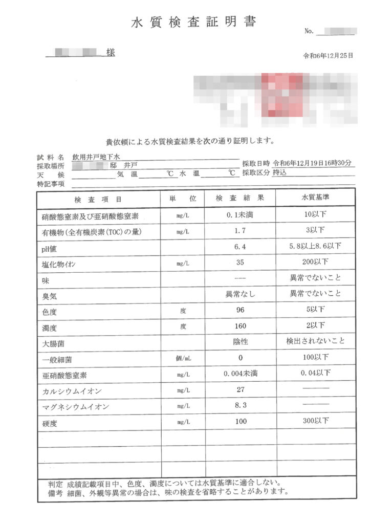 井戸水 水質検査のすすめ