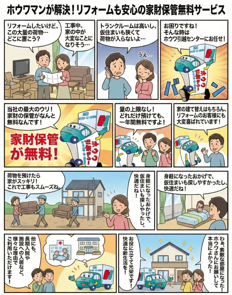 ホウワ引越センター 建替え、リフォームに強い家財の保管無料サービス