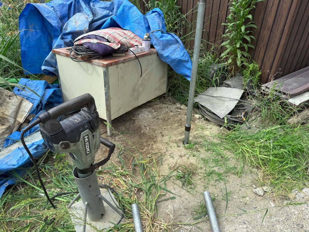 倉庫のすぐ隣に打込みスタート