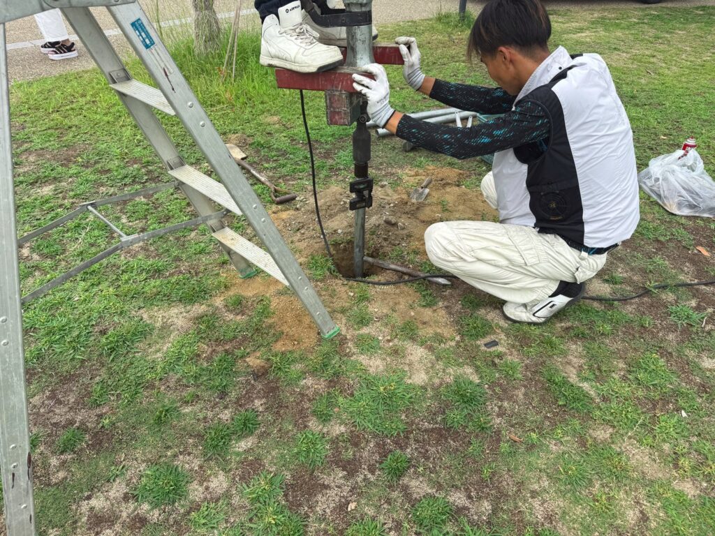 地上30センチ下から2メートル50下まで施された地盤改良に大苦戦