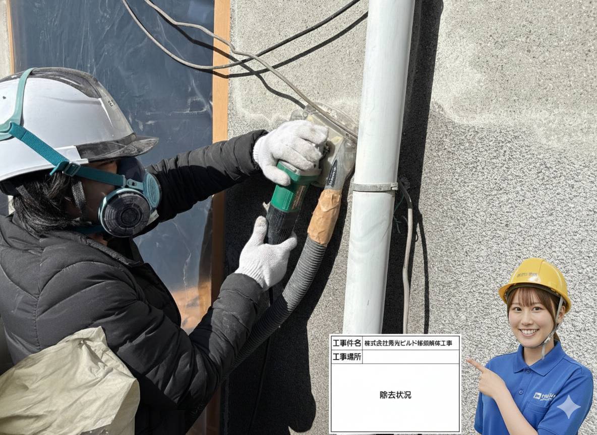 集塵機付きグラインダーでの作業