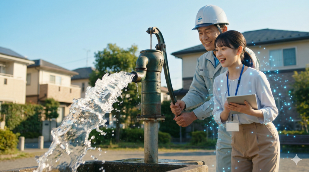 防災井戸の修理｜水が出ない意外な理由は？学園大和町メンテナンス報告｜株式会社ホウワ