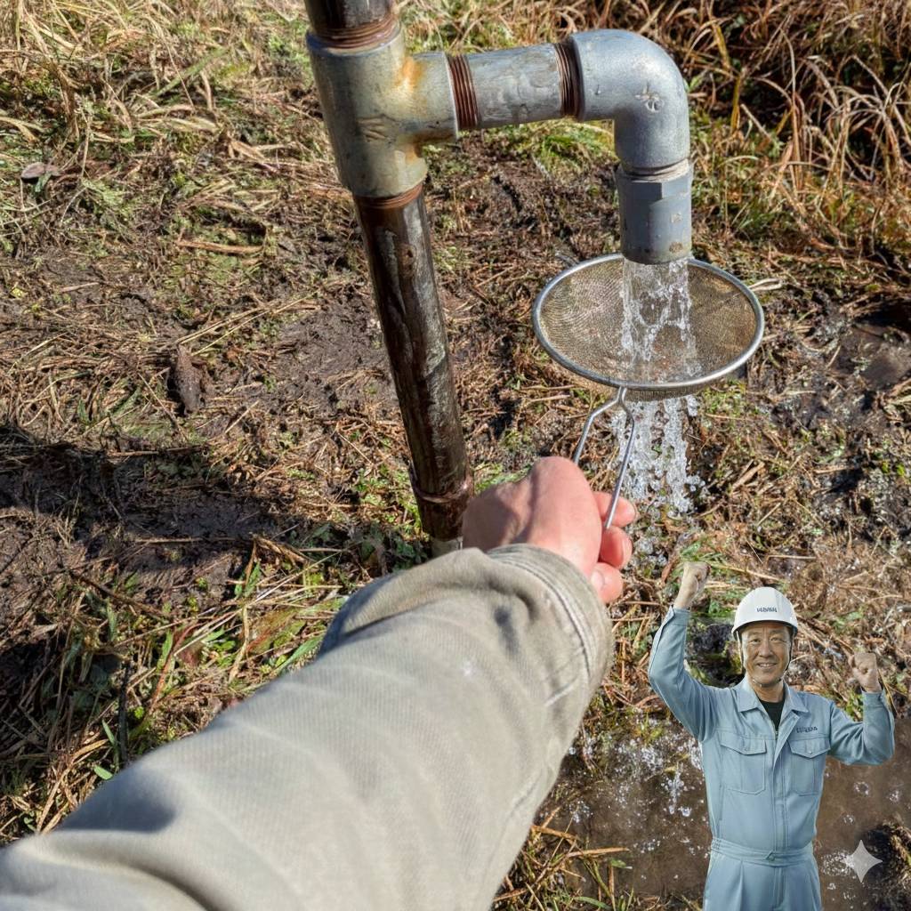 噴き出す井戸水