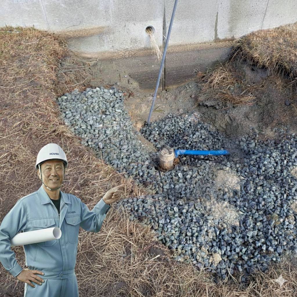 井戸の埋め戻し作業