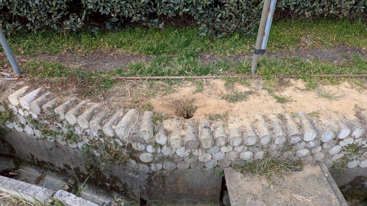 作業終了後、安全のために撤去された現場の様子